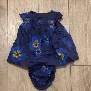 New! Tea Blue Floral Baby Dress with Bloomers 3-6mo